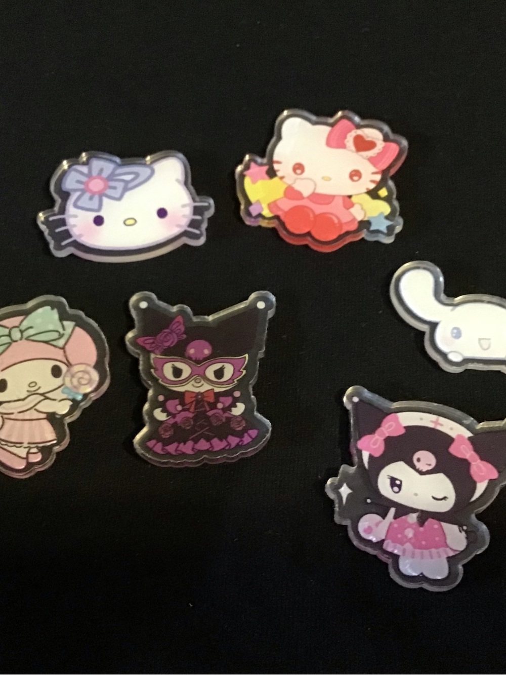 Sanrio Character Acrylic magnet set. - Assorted Pink Purple Black Designs